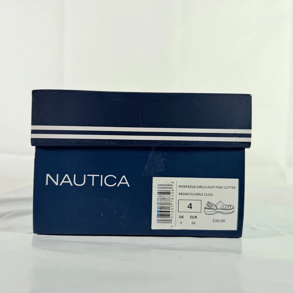 Nautica River Edge Girls 4 Clog Sandals Light Pink‎ Glitter New